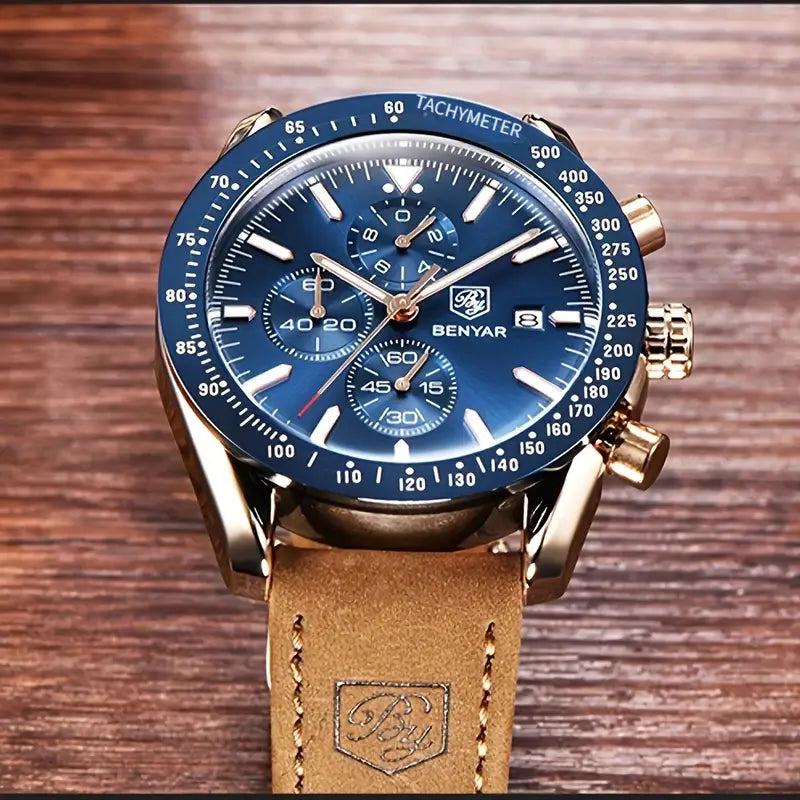 BY BENYAR Herrenuhr Analog Quarz Chronograph Leuchtend Designer Herrenarmbänder Geschäft Arbeit