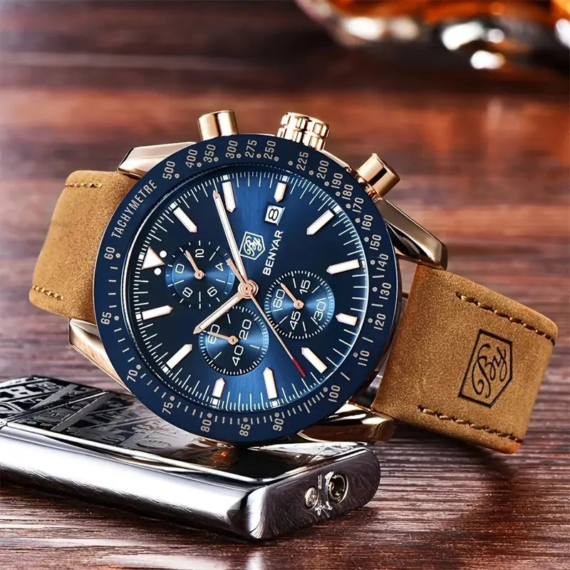 BY BENYAR Herrenuhr Analog Quarz Chronograph Leuchtend Designer Herrenarmbänder Geschäft Arbeit